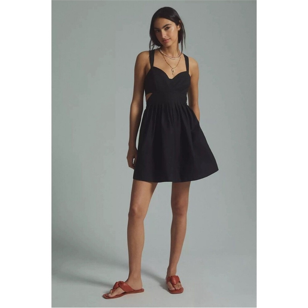 Anthropologie Maeve black strappy pretty dress cross back size 8P